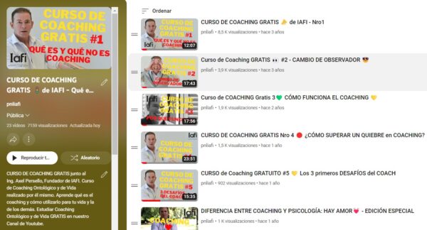 Curso de coaching gratis en youtube de IAFI