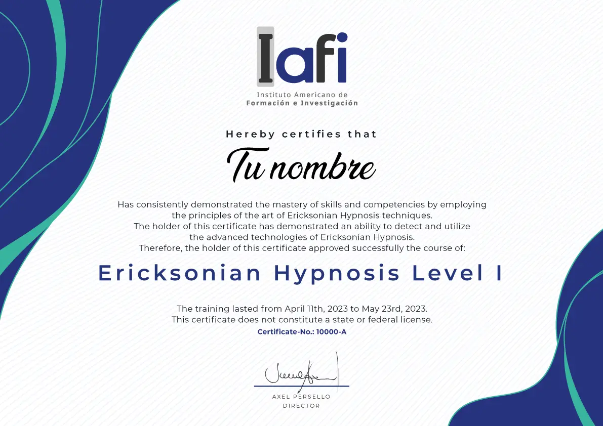 diplomado en hipnosis nivel 1 - Certificado